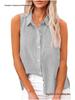 Летняя женская рубашка без рукавов с лацканами из хлопка и льна