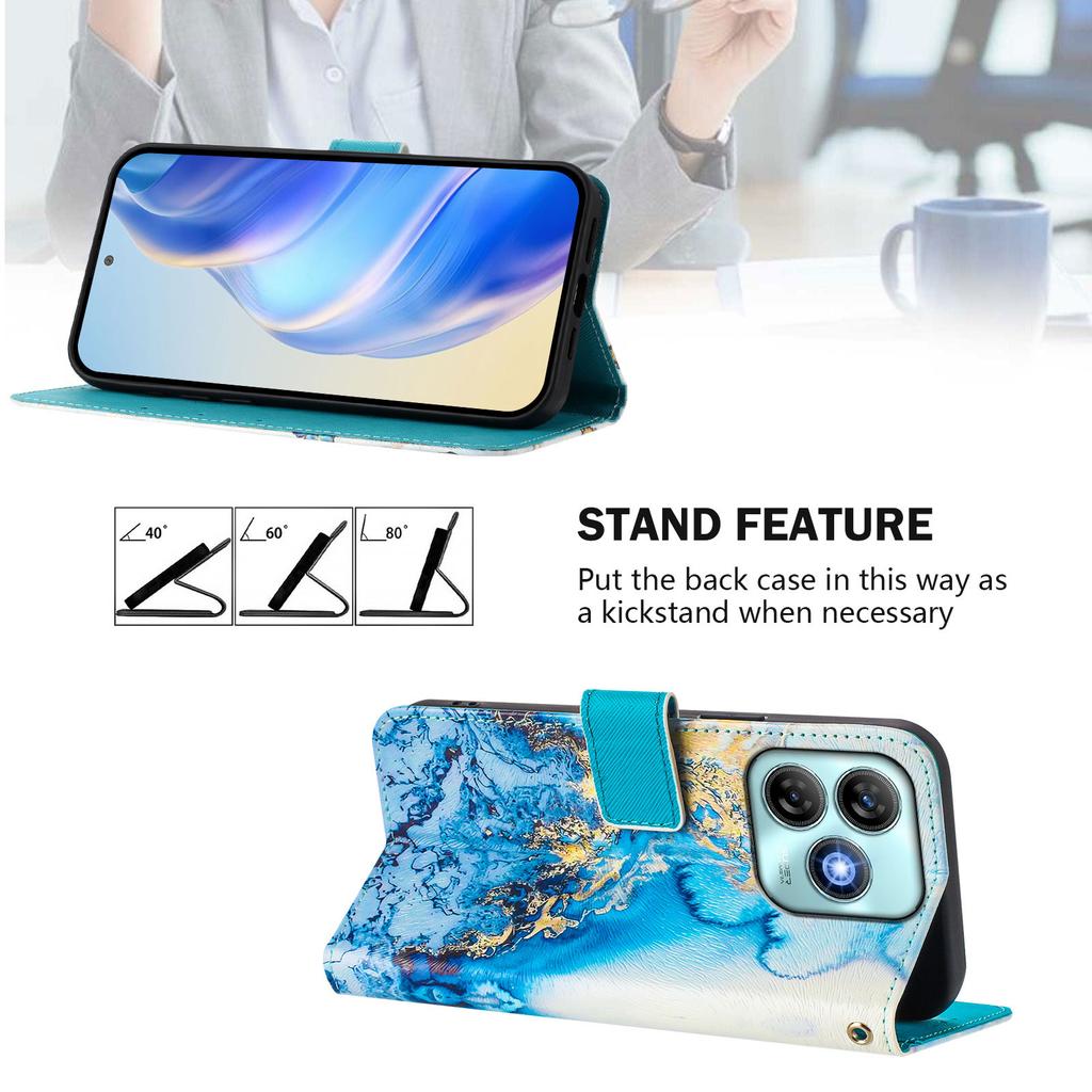 Роскошный кожаный чехол-книжка цвета морского мрамора для ZTE Blade A52,A53,A73,V50 Vita,V40S,V60,A35,A55,A75...