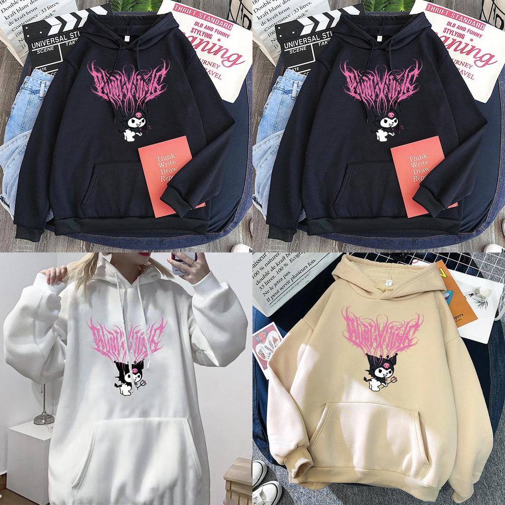 Soft And Comfortable Kawaii Kuromi Hoodie With Harajuku Punk Graphic Print