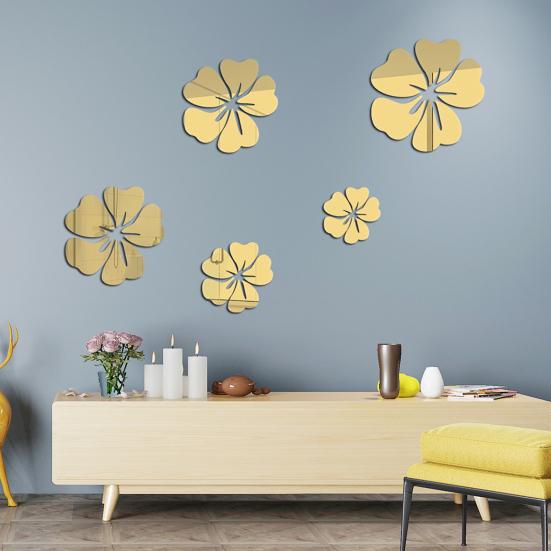Removable Mirror Wall Stickers Chic Seamless Delicate Elegant Floral