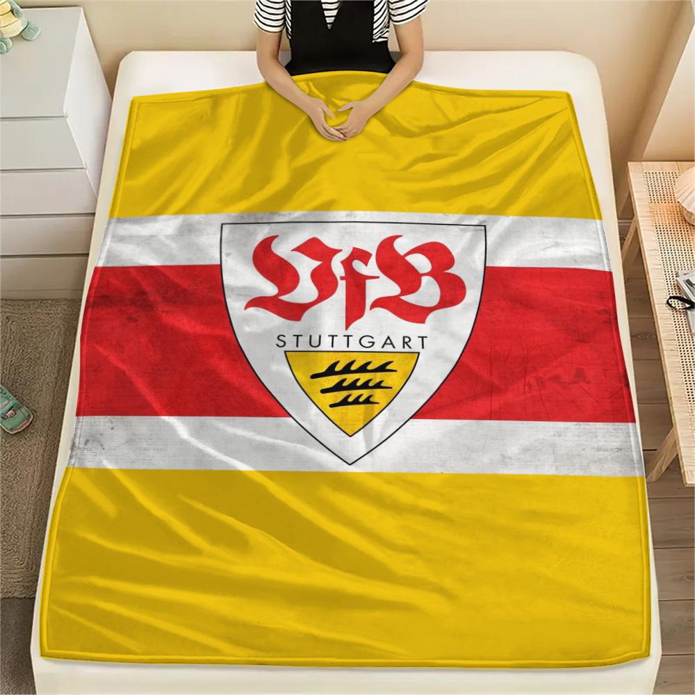 1Pc Stuttgart Football Club Print Flannel Blanket High Quality Warm Comfortable Cover for All Seasons Perfect for Gifts Home Decor