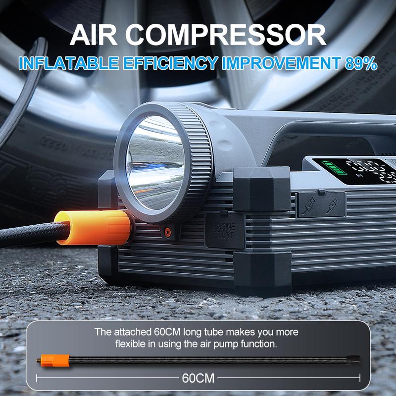 Пуско-зарядное устройство Camason Car Jump Starter 6000A/12V с компрессором для накачки шин, фонариком 15 Вт и функцией Power Bank 65 Вт