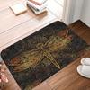 1PC Golden Dragonfly Elegance Kitchen Rug Non-Slip Door Mat Pop Design Bathroom Rug Bath Mat Carpet for Home Sink Laundry Decor