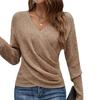 Женский свитер с V-образным вырезом, длинным рукавом, свободного кроя, повседневный, весенний топ, однотонный