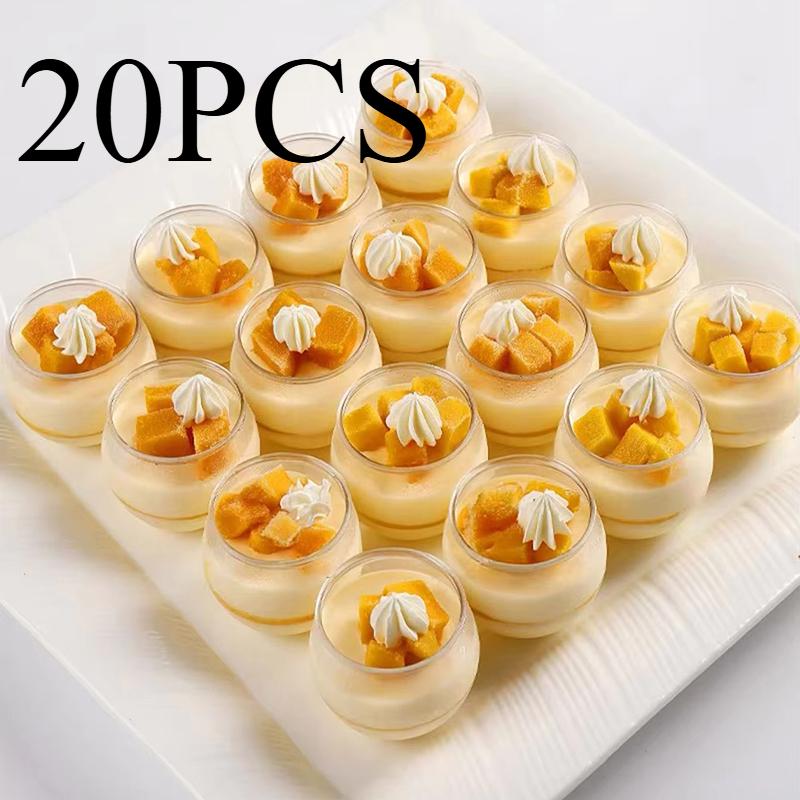20 шт прозрачные десертные стаканчики мусс десертные стаканчики вечеринка день рождения свадьба ресторан конфеты закуски желе рождество новый год