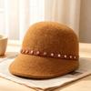 Korean Style Solid Color Rivet Riding Hat Large Head Circumference Women Winter Hat