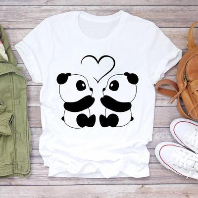 Футболка, модная футболка, одежда, повседневная, Sweet Love, панда, весна, с коротким рукавом, женская футболка с принтом, летняя женская футболка с рисунком