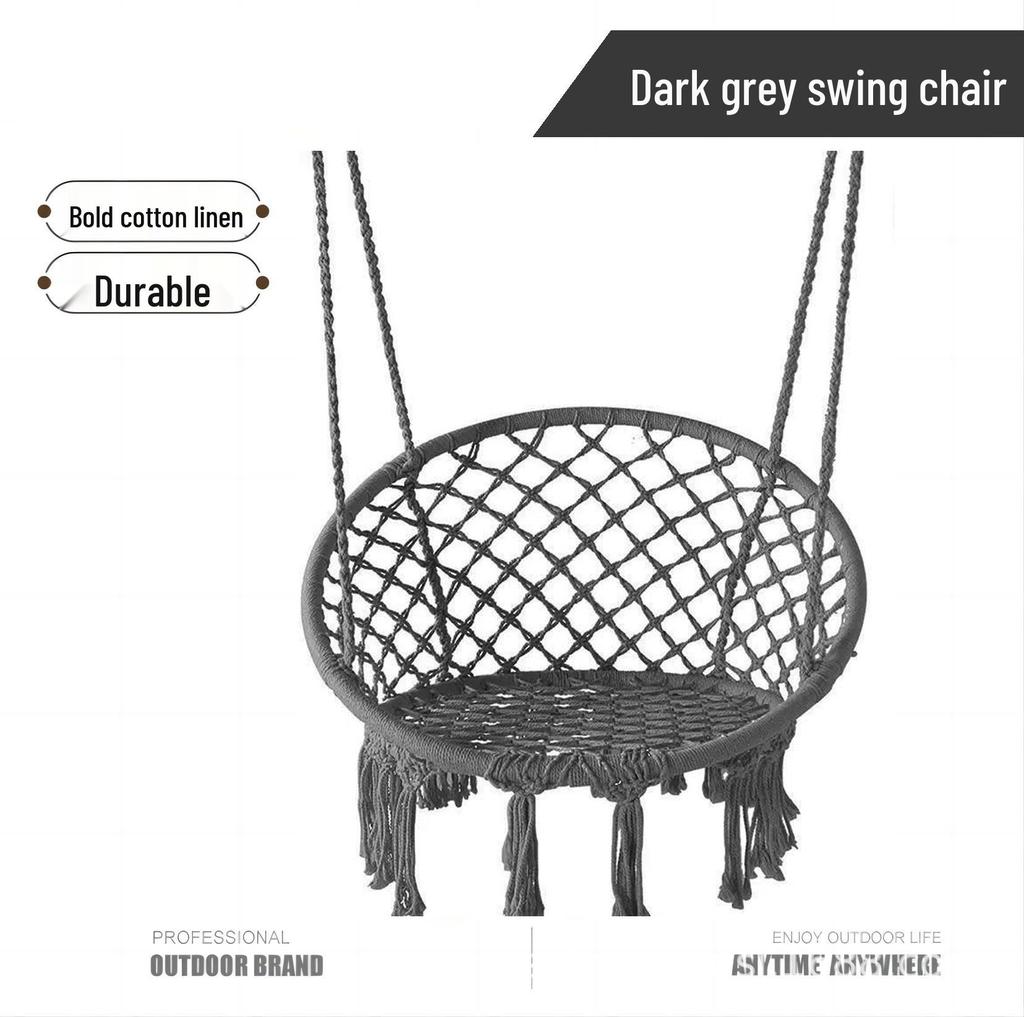 Nordic Style Cotton Rope Hanging Chair with Tassels - Indoor/Outdoor Swing Lounge