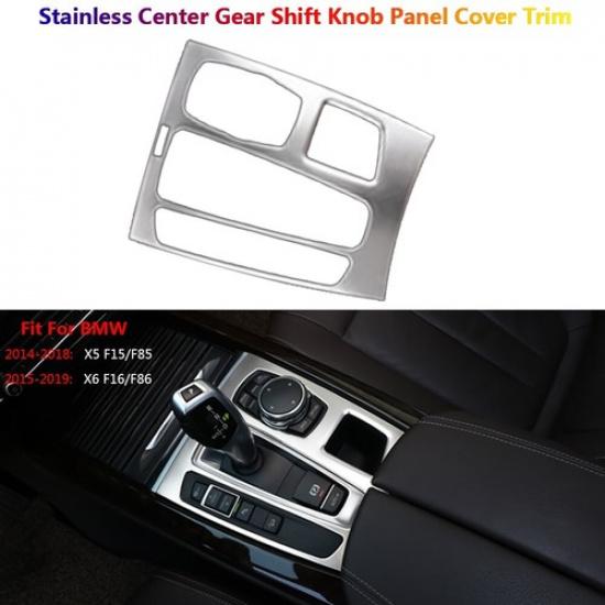 Stainless For BMW X5 X6 F15 F16 Car Center Console Gear Shift Panel Cover Trim
