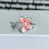 Dopamine Colorful Enamel Flower Butterfly Open Ring Mori Sweet Girly Style Inlaid Zircon Niche Light‑Luxury Adjustable Stackable Decorative Ring