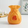 Chinese Style Blessed Bag Flowerpot Vase Red/Gold Flower Arrangement Vase  Living Room