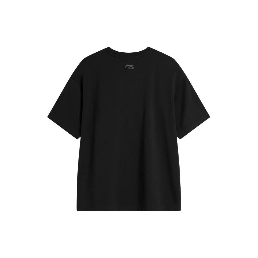 Женская футболка с коротким рукавом и круглым вырезом с принтом смайлика Li Ning Черная AHSU348-3