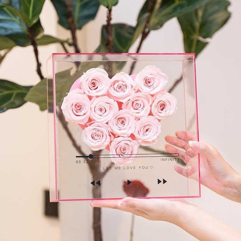 Custom Portable Transparent Acrylic Flower Gift Box