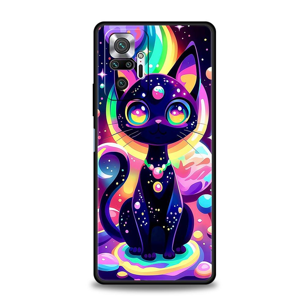 Чехол-накладка с ярким дизайном кошки для Redmi 14C 10C Note 15 14 13 12 10 11 K40 Pro Plus 5G, противоударный, из мягкого ТПУ, Fundas
