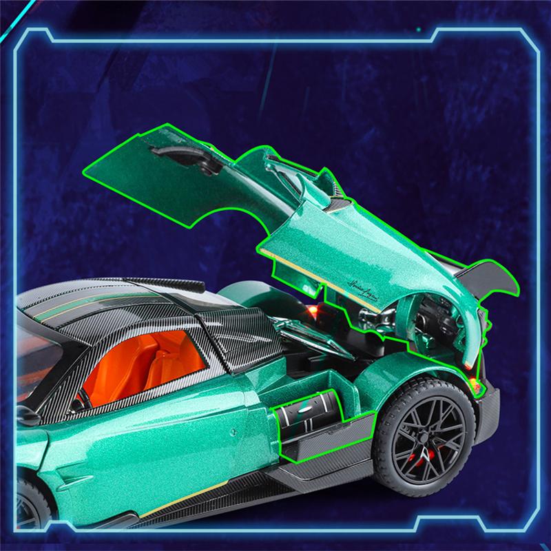 1/24 Pagani Huayra BC Сплав Спортивная Модель Литой Металл Гоночный Автомобиль Транспортные Средства Модель Симуляция Звук Свет Коллекция Детская Игрушка Подарок