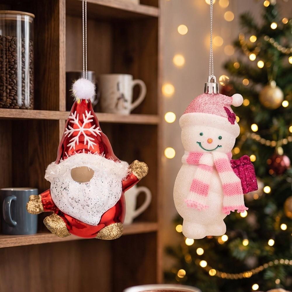 Plastic Christmas Tree Decor Snowman Xmas Ornaments Santa Claus Snowman Pendant Living Room