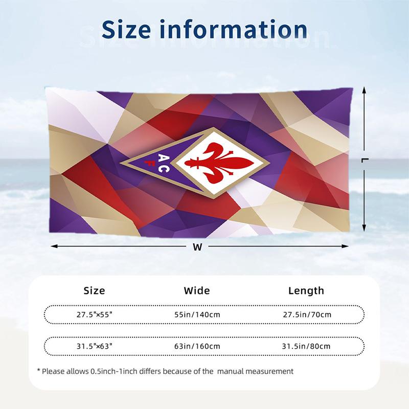 Полотенце для пляжа Fiorentina FC, быстросохнущее, из микрофибры, впитывающее, портативное, для путешествий, для плавания