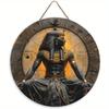 1pc 2d Flat Wood Vintage Egyptian Round Wooden Sign - 20cm Egyptian Mysterious Theme Sign Suitable for Home, Cafe, Apartment, Etc. - Festival, Lover
