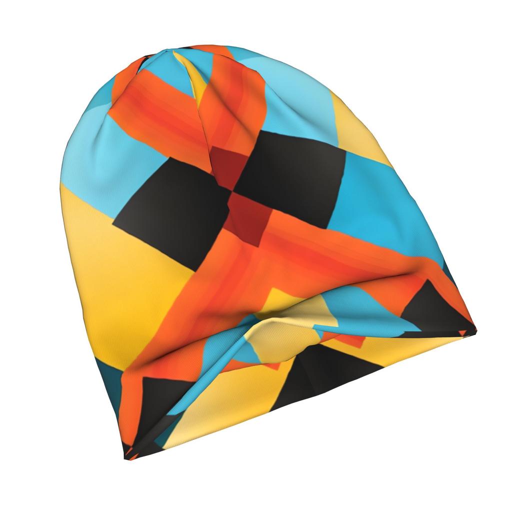ZLIENSZUS Adult Kente Cloth Beanie Hat - Traditional Ghanaian Pattern, 2D Flat Print, Stylish Suitable for Commuting, Casual Outfits & Cultural Fashio