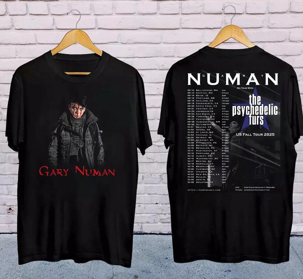 ГОРЯЧЕЕ Gary Numan 2025 Тур черная двусторонняя футболка полного размера унисекс BL1617 Унисекс футболка