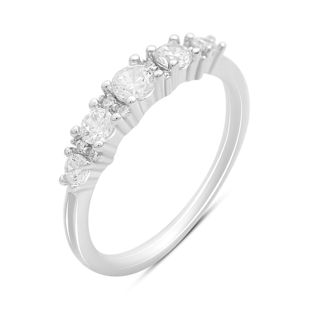 Серебряное кольцо с фианитами, вес изделия 1,7 гр (2207665)