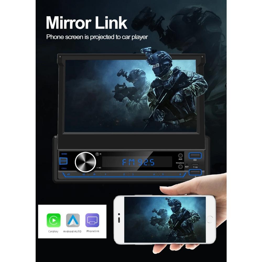 2+32GB Universal 1Din Android Car Radio 7 Inch Electric Retractable Screen Wireless Carplay Multimedia Player Autoradio Navigation GPS