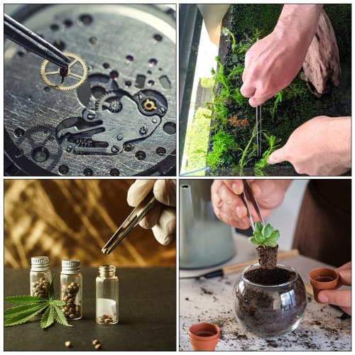 uxcell Offset Tweezers, 20cm, Stainless Steel, Plated, for Kitchen and Cooking, Precision Curved Tweezers for Gardening and Decorating