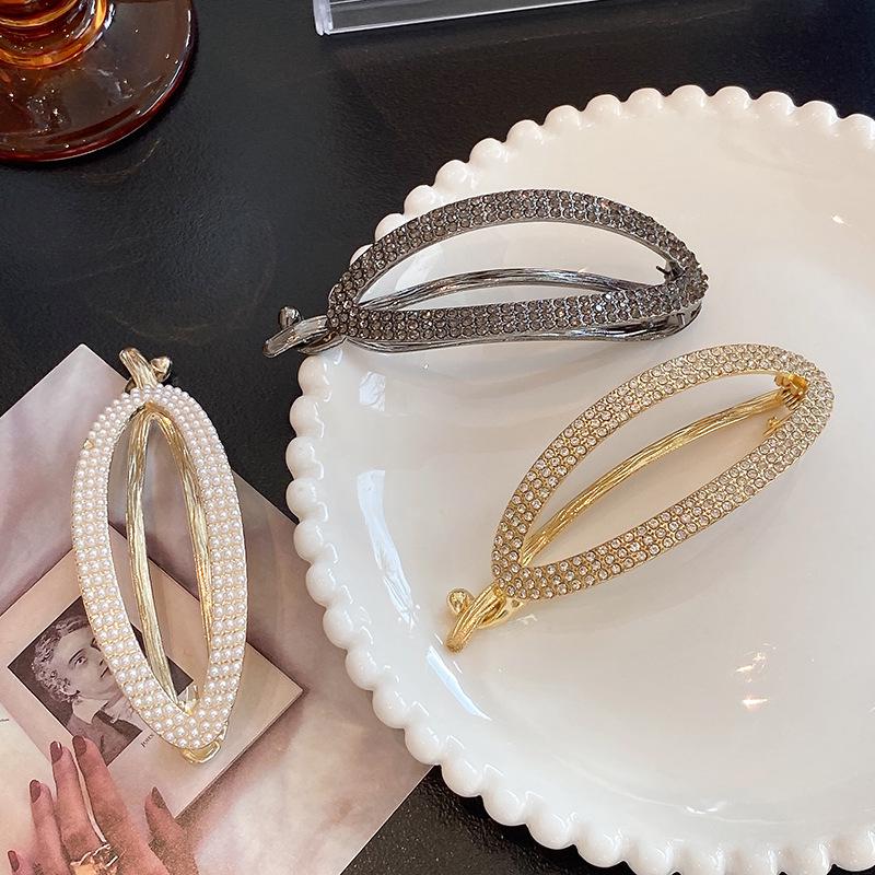 Элегантная ретро заколка-клип для волос с бусинами и стразами для женщин – Идеально подходит для летних причесок «пучок»