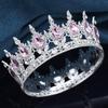 Baroque Round Crown for Bridal Wedding Royal Queen King Tiara Birthday Party Performance Head Accessories Diadem Jewelry