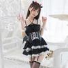 Little Devil Maid Costume Cosplay Sexy Extreme Cute Costume Erotic Sheer Mini Length One Piece Gothic Lolita Halloween Devil Black 6 Piece Set