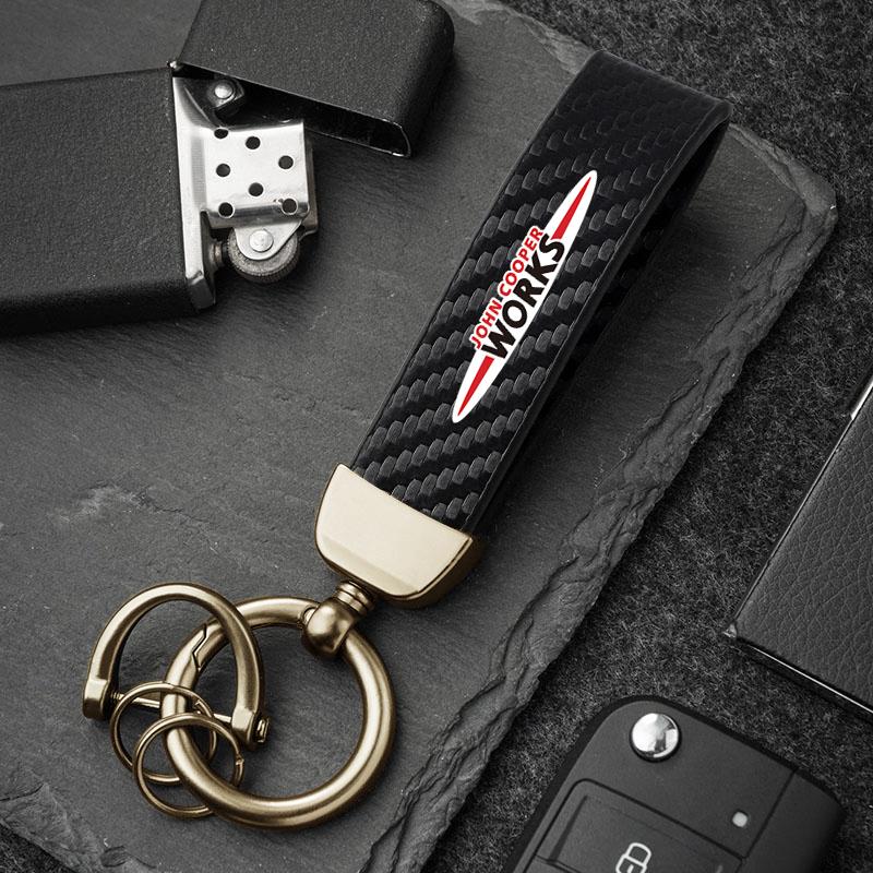 4S Dealership Car Emblem Keychain Calfskin Auto Key Chains For MINI One Cooper JCW Countryman Clubman Cabrio Paceman Coupe WORKS uylez55