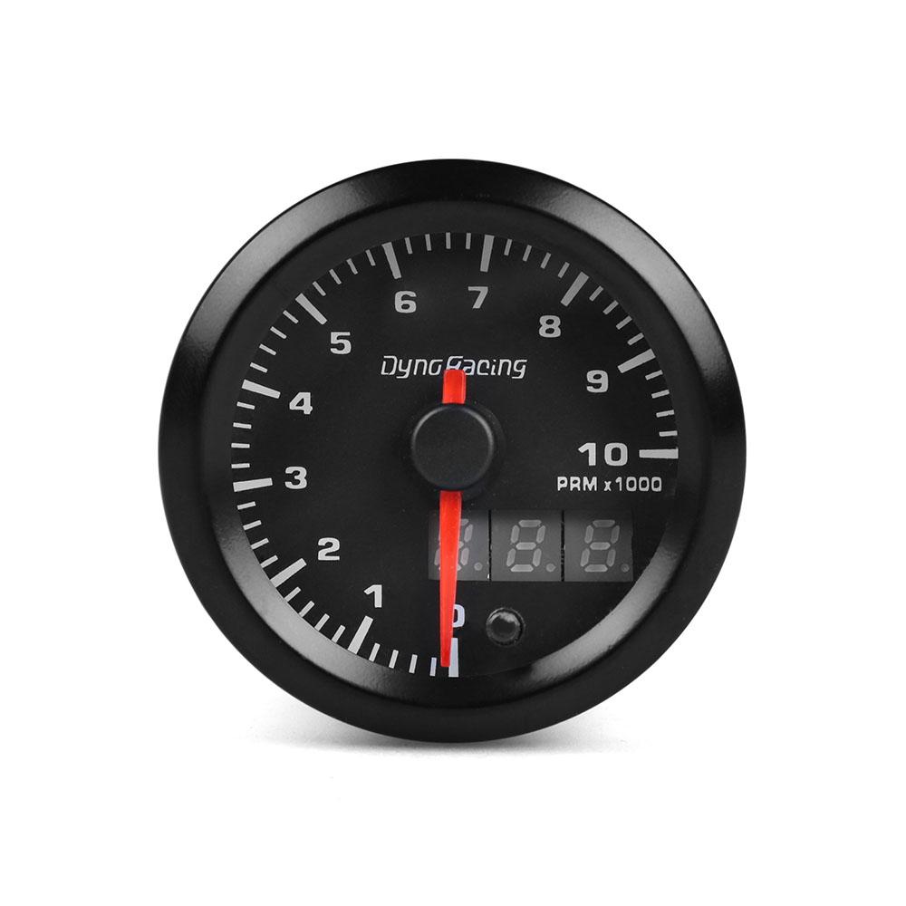 Dynoracing 52 мм тахометр с двойным дисплеем, датчик 0-10000 об/мин, 7 цветов, светодиодный автомобильный счетчик с шаговым двигателем