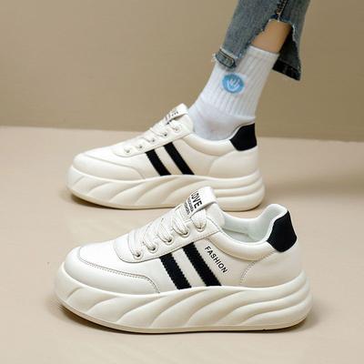 Хлебные туфли интернет-знаменитости, одинарные туфли, весна 2025, новая корейская версия, повседневная обувь, женские универсальные туфли на мягкой подошве, белые туфли, толстая подошва, увеличение роста