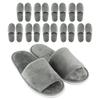 10 Pairs of Disposable Slippers for Indoor Unisex Use, Breathable, Open-front, Lightweight, Fluffy, (gray)