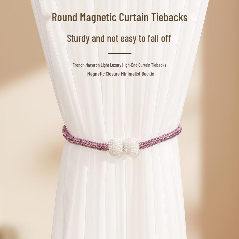 Маленькие магнитные подхваты для штор с жемчугом, без сверления, веревочные пряжки-ремни