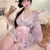 Sexy Underwear Japanese Embroidered Kimono Set Bow Belt Sexy Temptation Flirting Hot Uniform