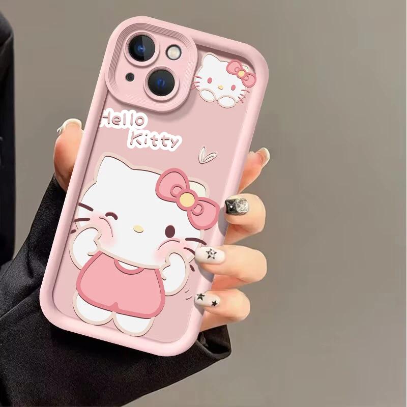 Розовый мультяшный чехол Hello Kitty для iPhone 17 16 Pro Max 17 Air 16e 15 14 13 12 11 Pro Max 14 15 16 Plus INS Силиконовый чехол