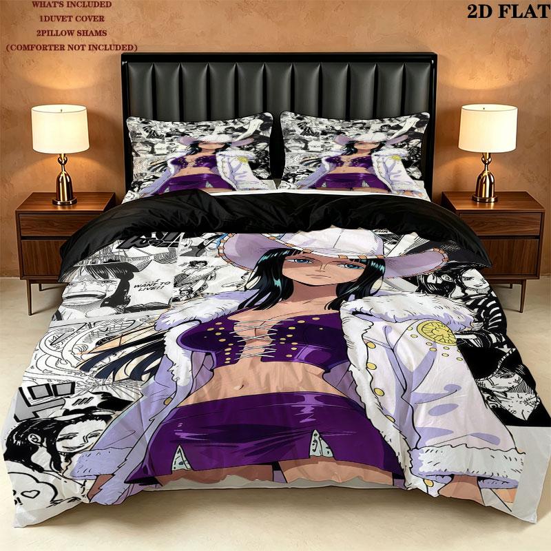 One Piece Pattern Bedding Quilt Set Quilt Cover Pillowcase Home Birthday Gift(1 * duvet cover + 2 * pillowcase, without core)
