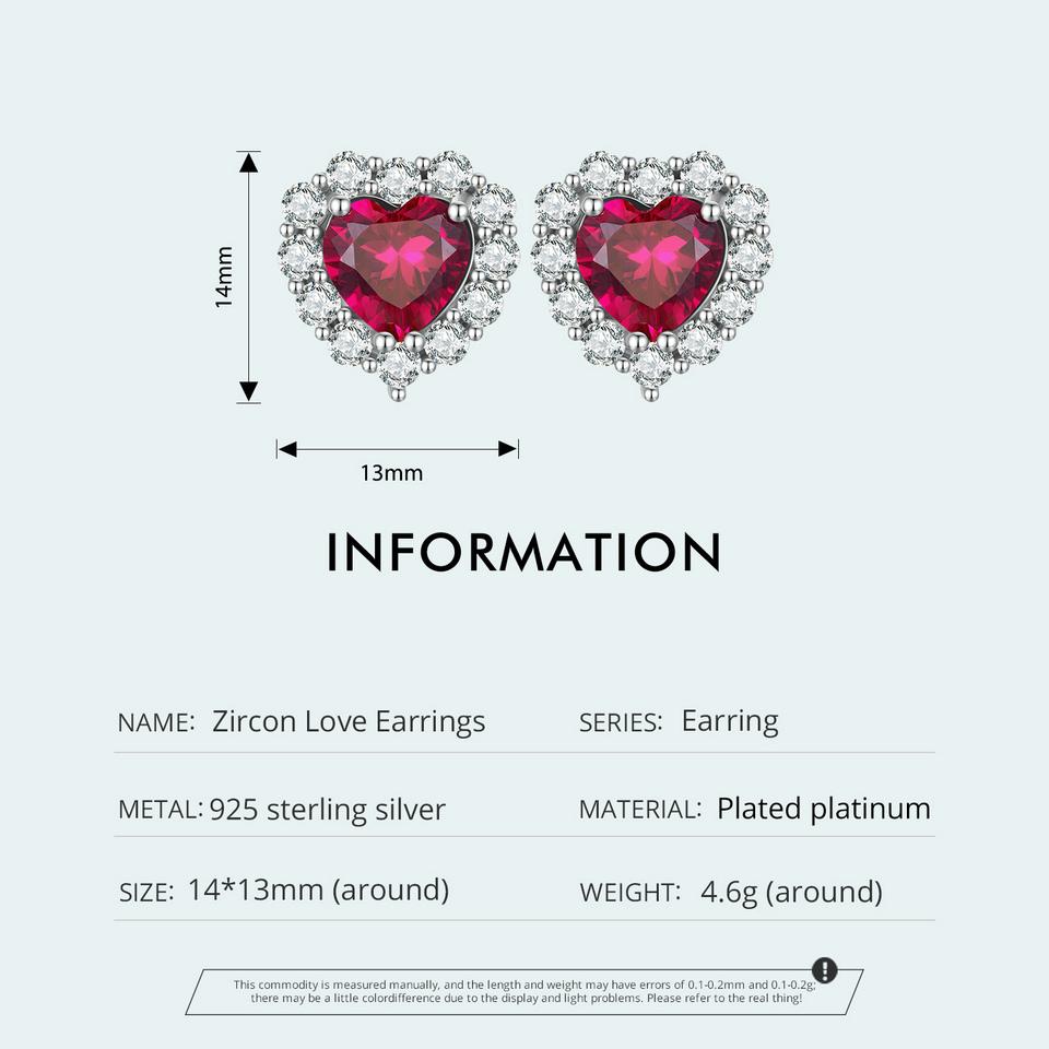 WOSTU Массивные ювелирные изделия из стерлингового серебра 925 пробы, огромные рубиново-красные серьги-гвоздики с цирконом AAA, женские свадебные ювелирные изделия в подарок