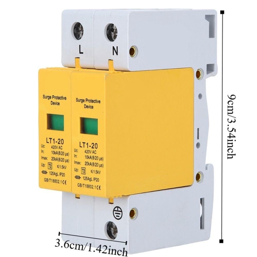 2P 20KA Low Voltage Arrester Yellow Module Lightning Protector Electrical Safety
