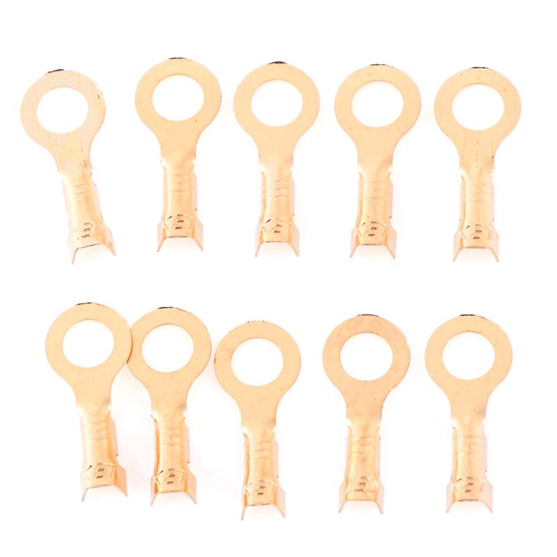 100Pcs 4.2Mm Gold Brass Round Terminal Power Supply Wire Connector