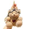 Pearl Plush Bear Key Ring Goggles Stuffed Animal Pendant Kawaii Pilot Bear Keychain  Men