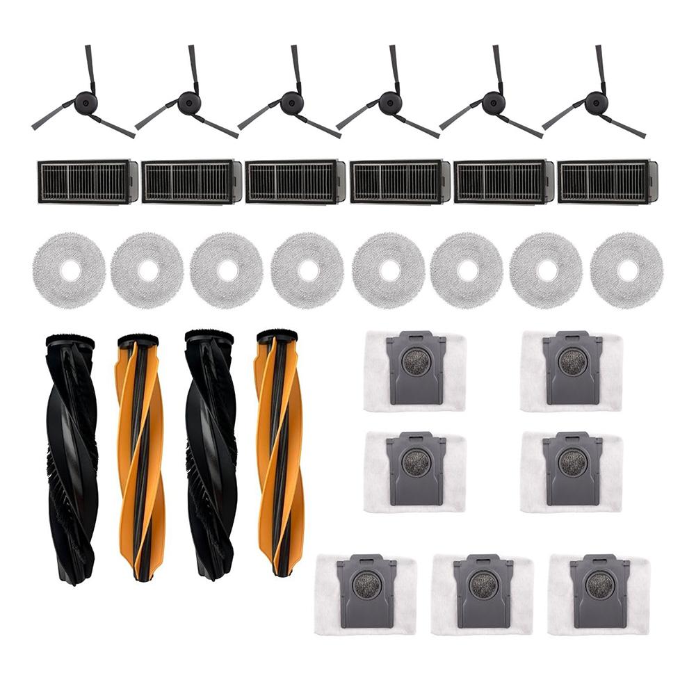 8 Mop Pads 7 Dust Bags 6 Side Brushes 6 Filters 4 Main Roller Brush Replacement Parts Kit For Dreame L50 For X50 L40s Ultra For