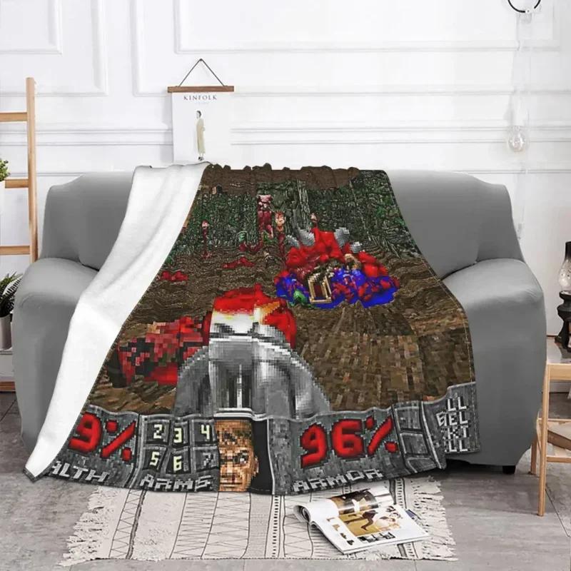 Игровое одеяло, фланелевое покрывало DOOM, уютное мягкое флисовое покрывало