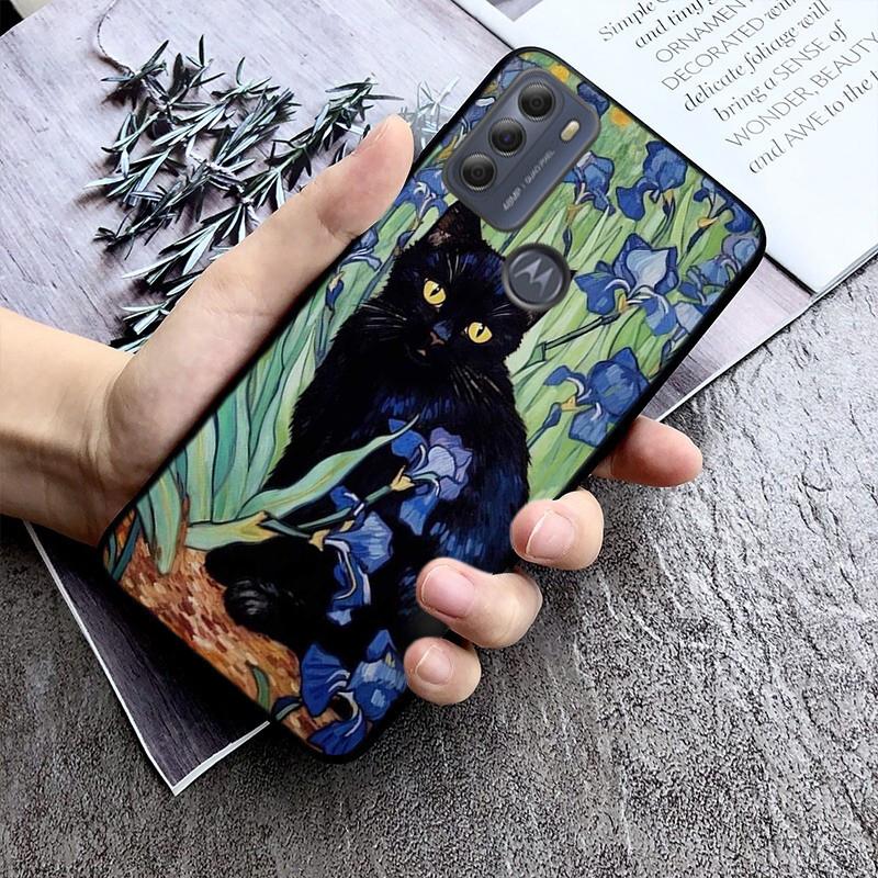 Чехол с рисунком «Звездная ночь» Ван Гога с кошкой для Motorola Edge 50 40 Pro 50 40 30 Ultra Neo Fusion Moto G84 G54 G85 G62 G53 G72