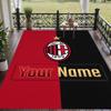 Custom Name AC Milan Crystal Velvet Floor Rug Personalized Text Soft Carpet Home Decor