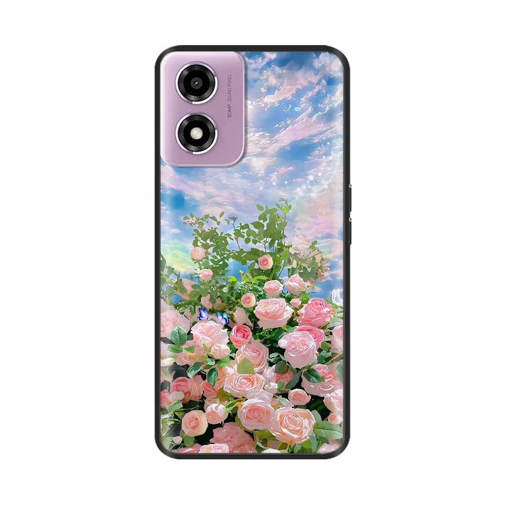 For Motorola Moto E14 Case Cute Painted Soft Black Silicon Cover 6.56'' Shockproof Phone Case For Motorola E14 E 14 MotoE14 Bags
