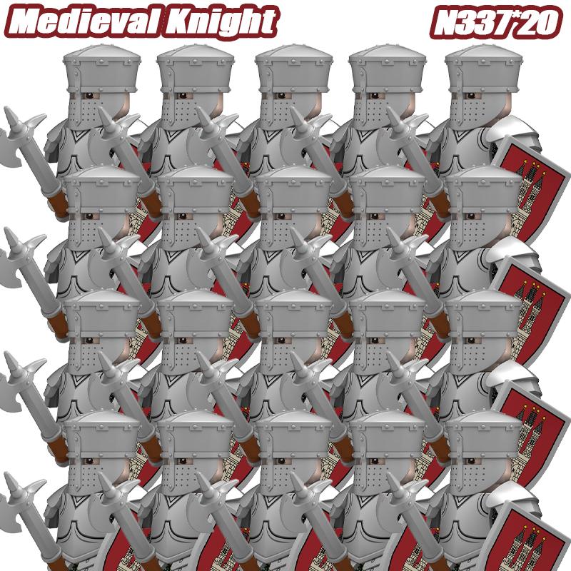 Medieval Castle Knight Warrior Building Blocks Black Eagle Bull Kingdom Guard Armor Shield Sword Lance Cavalry Bricks Toy Gifts