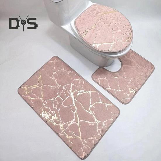 Нескользящий 3 шт./компл. ковер для унитаза, быстросохнущий полиэстер, мрамор, крышка для унитаза, коврик для ванной комнаты
