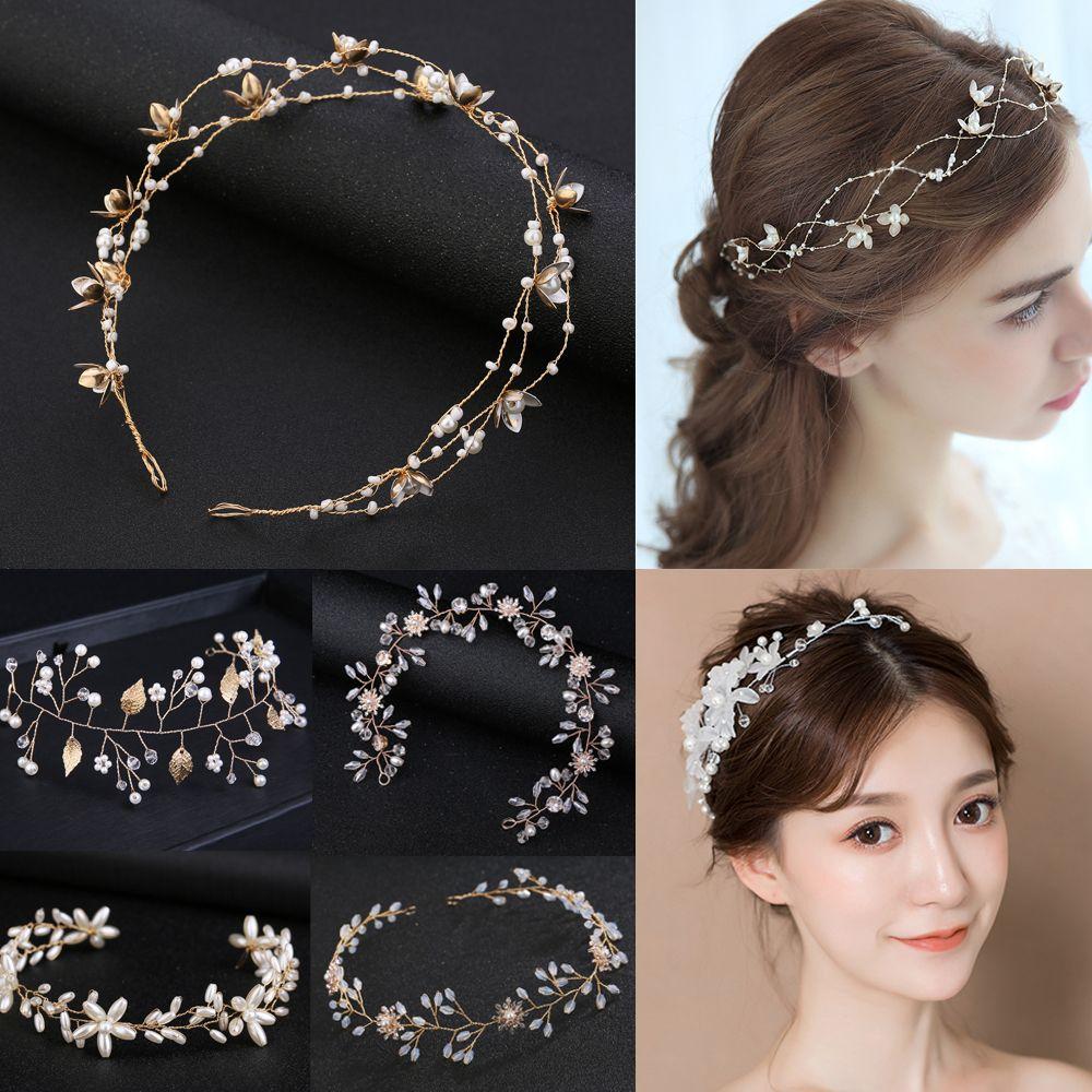Украшение для волос ручной работы для девочек, жемчужный головной убор, хрустальная повязка на голову, свадебная заколка для волос, стразы, головной убор